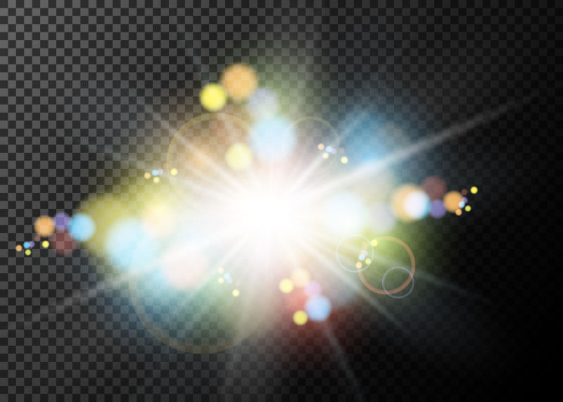 矢量金色闪闪发光的灯光设计元素