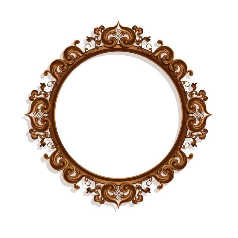 圆形雕刻古董矢量图