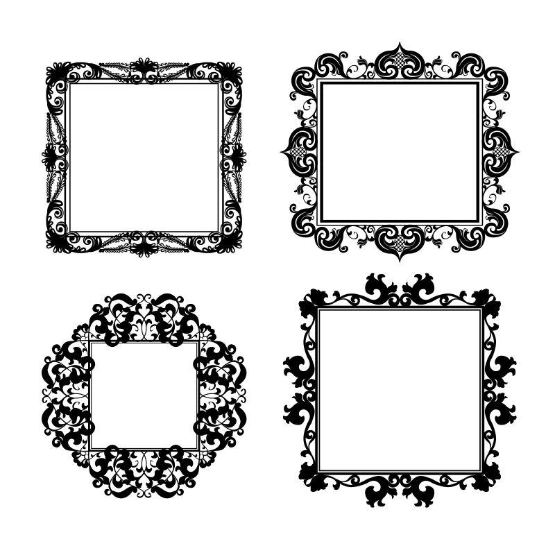 剪影黑色框架矢量图