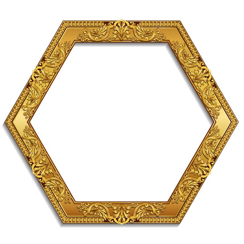 黄色雕刻框架矢量图