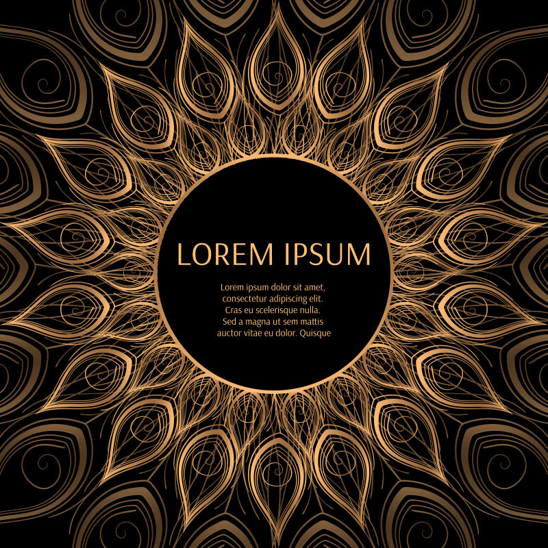 矢量金色的黑色框架矢量孔雀羽毛