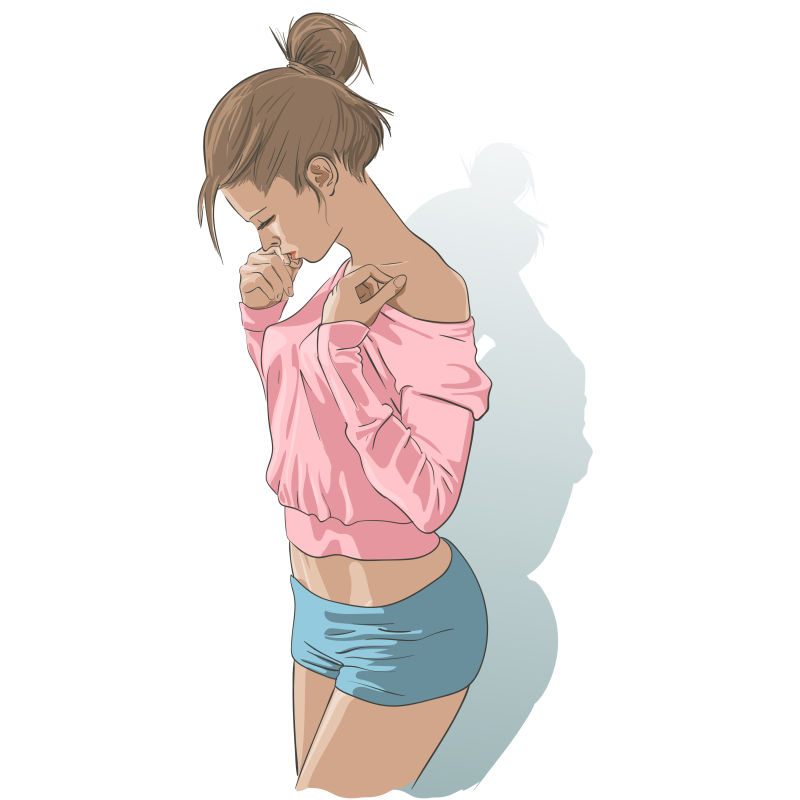 身穿苗条的女孩矢量插图