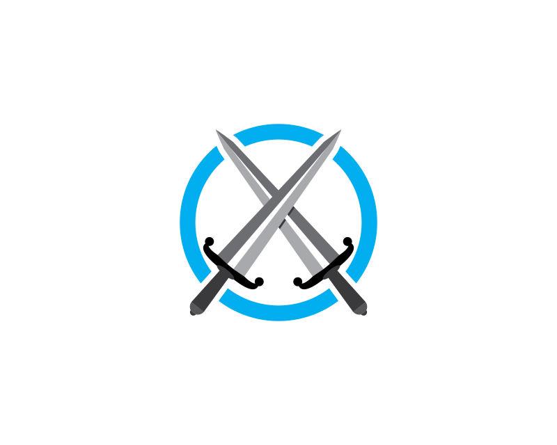 圆形带有剑的盾徽安全标志矢量