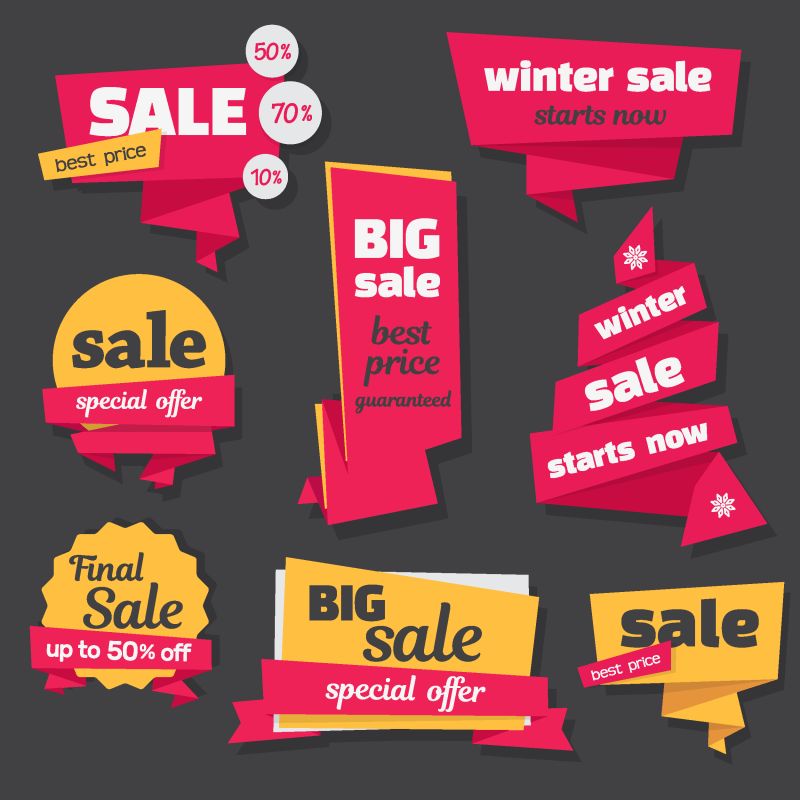 矢量的折纸风格销售横幅