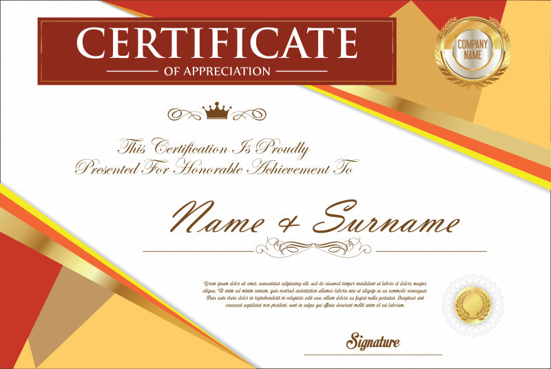 矢量复古的证书设计