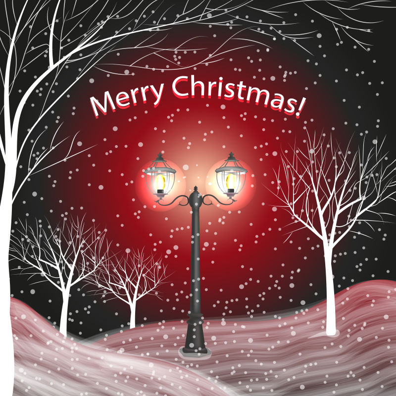 矢量夜晚圣诞节创意新年背景