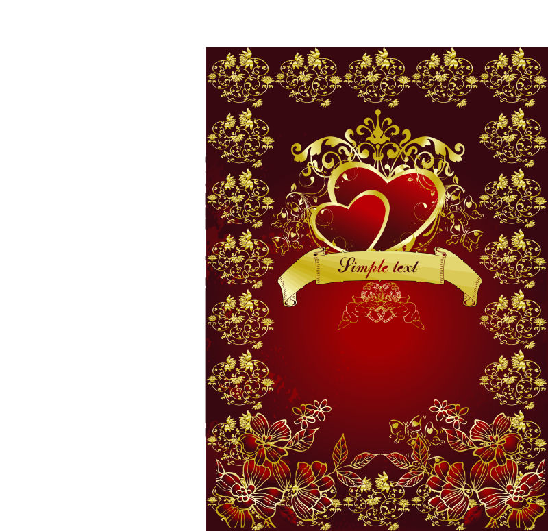 情人节心形图案明信片矢量设计