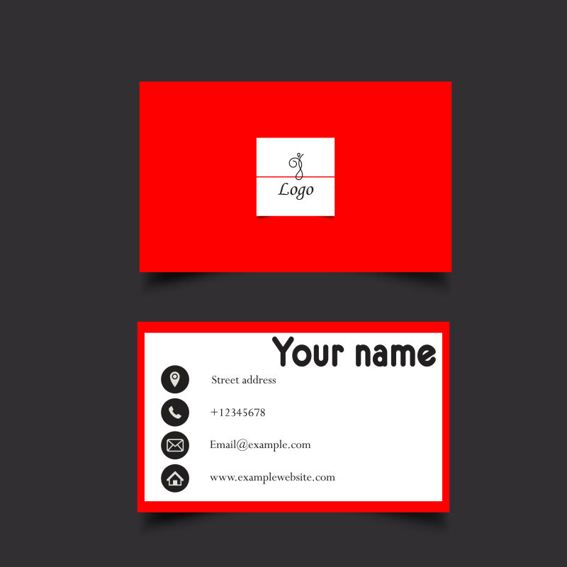 红色和白色的矢量商务名片设计