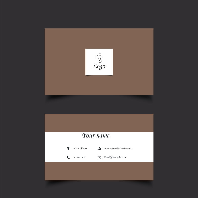 棕色和白色的矢量商务名片设计