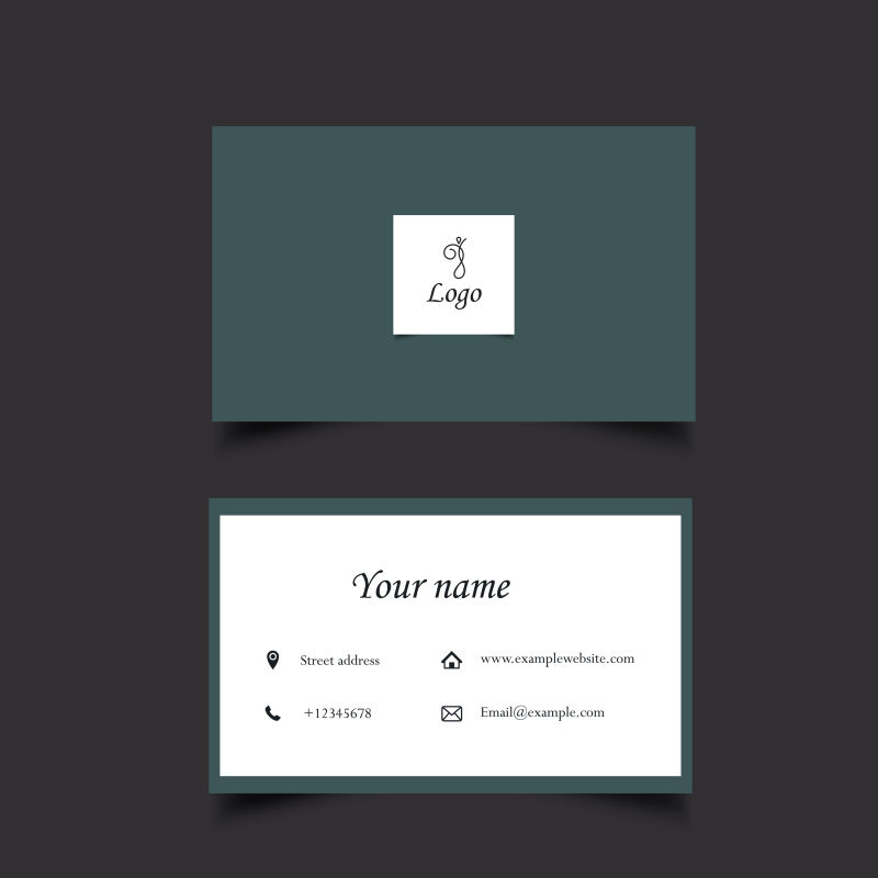 橄榄绿和白色矢量简约名片设计