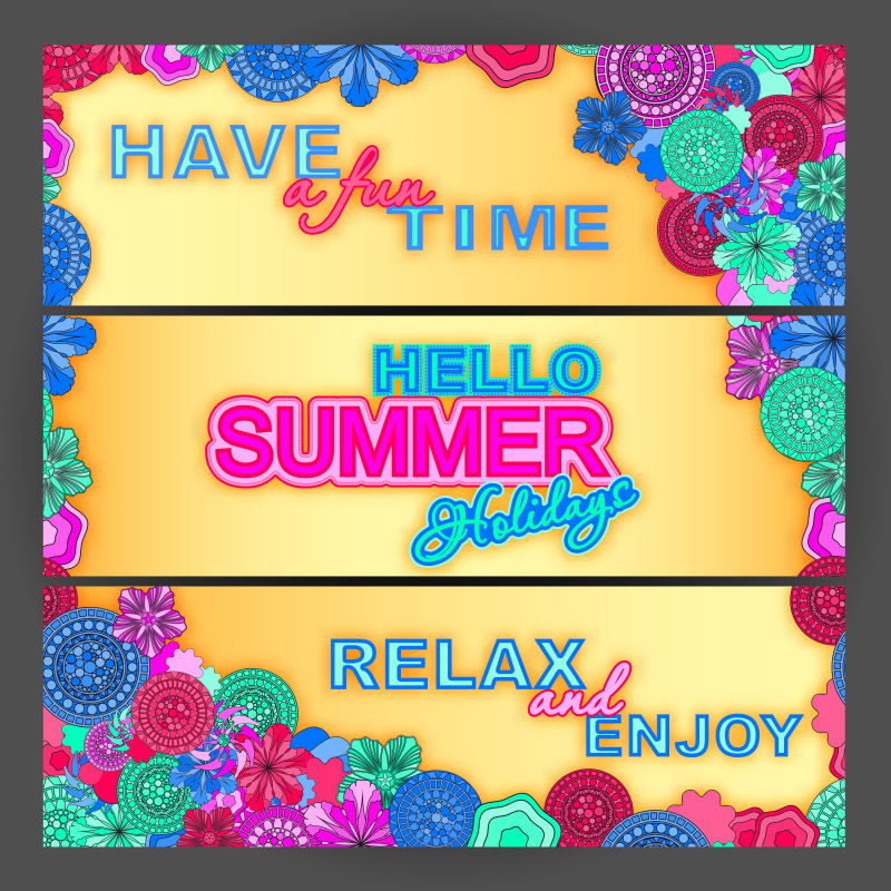 彩色的创意夏日横幅矢量设计