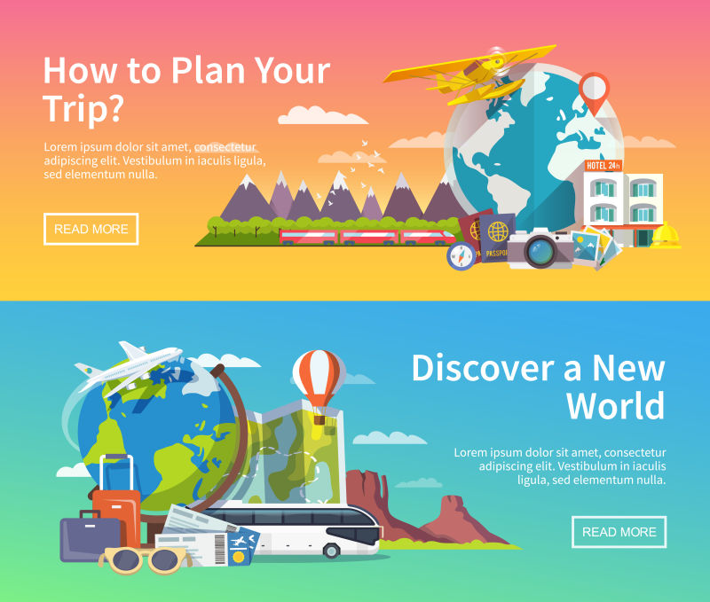 矢量旅行广告横幅