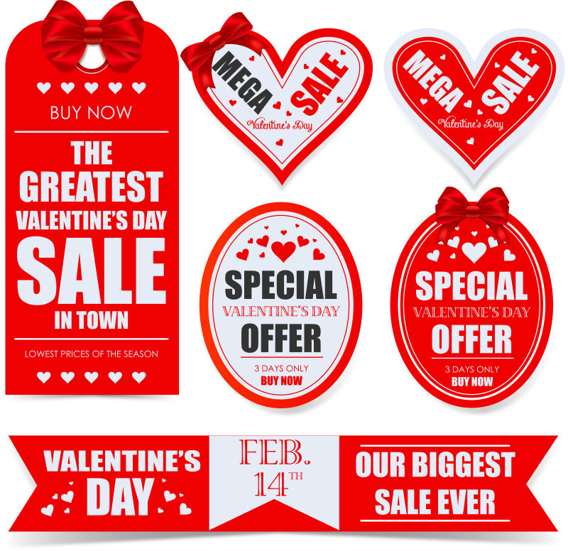 矢量的红色情人节标签