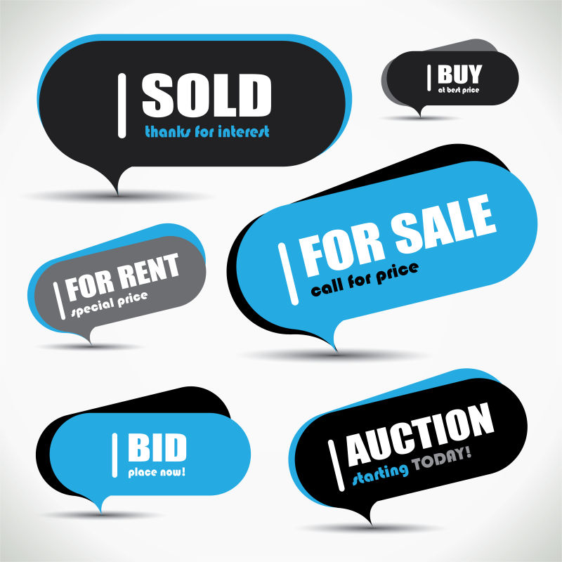 矢量的蓝色对话框标签