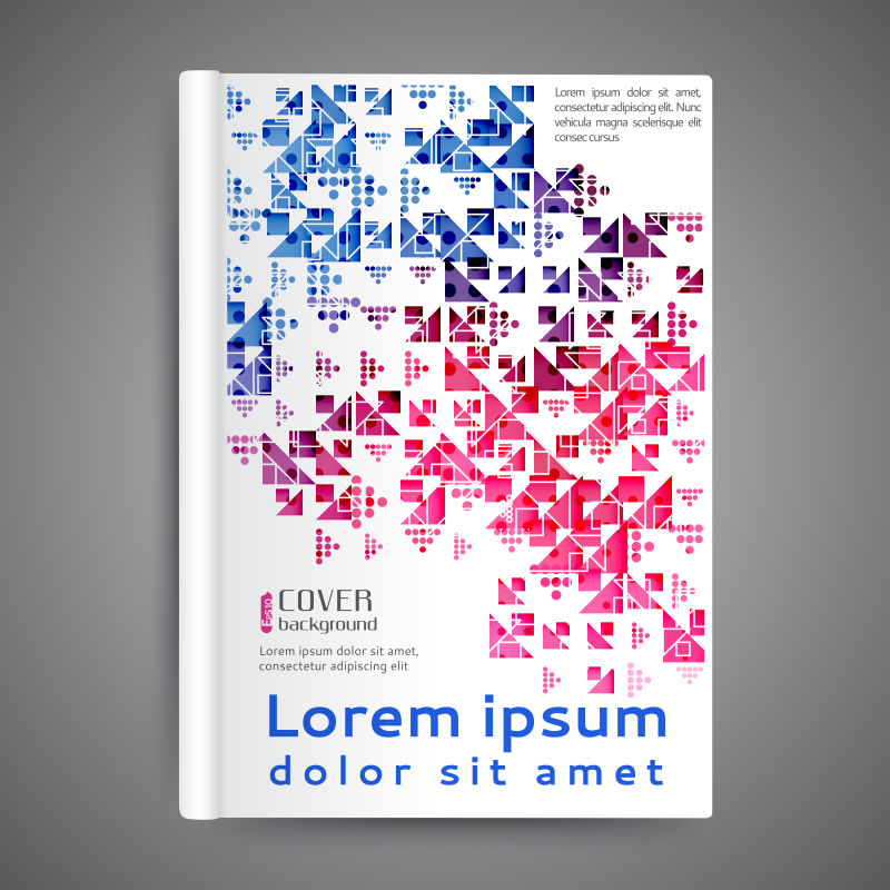 蓝和红几何元素的书刊封面设计矢量