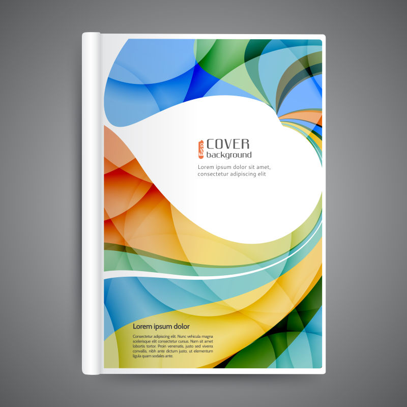 矢量抽象线条和波浪的彩色书籍封面