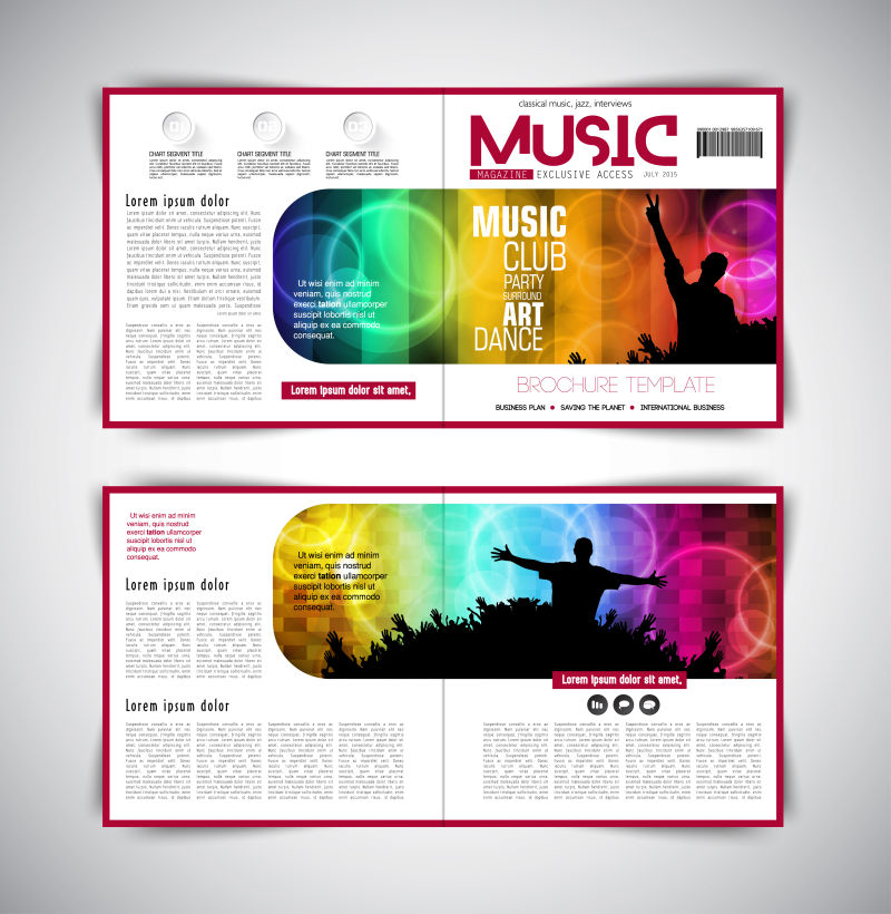 抽象彩色人物背影宣传册设计矢量图