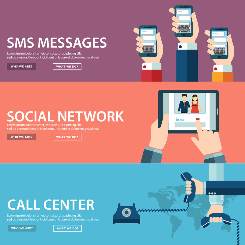 矢量平面通信横幅概念