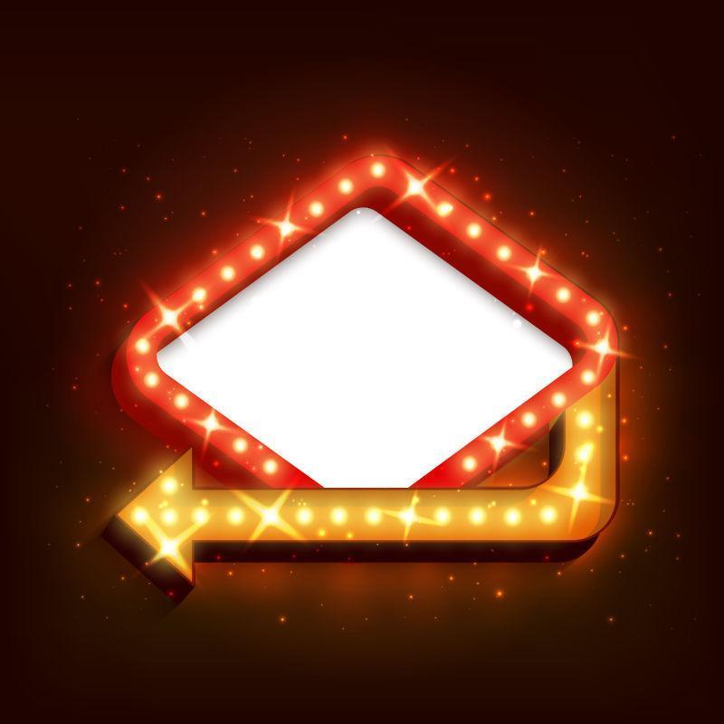 复古设计箭头霓虹灯矢量图