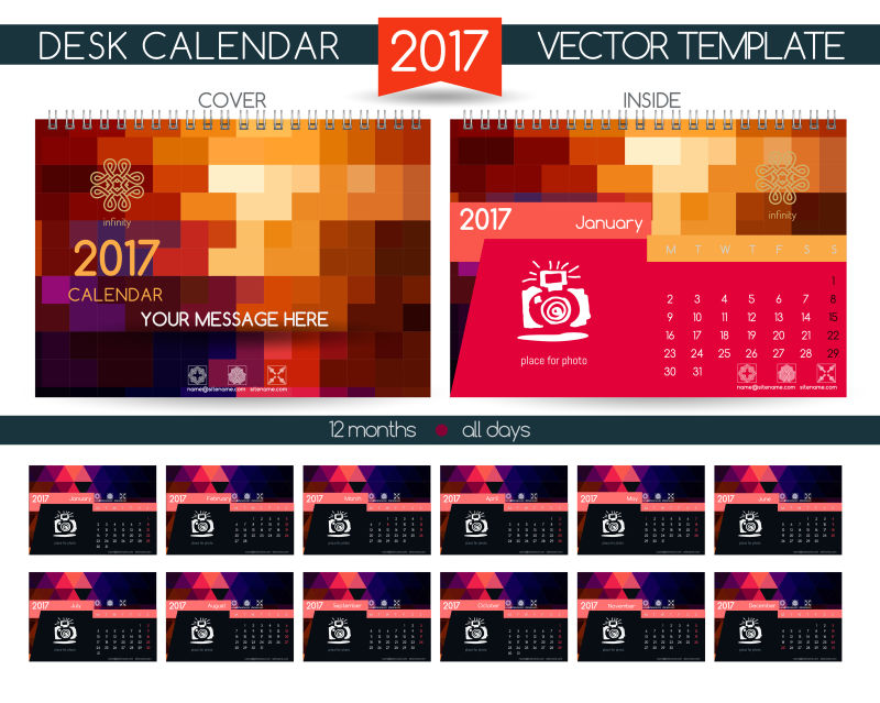 矢量2017方块桌历设计
