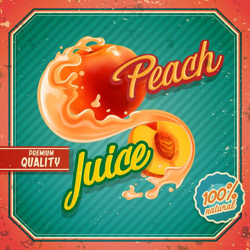 桃汁饮料标签矢量