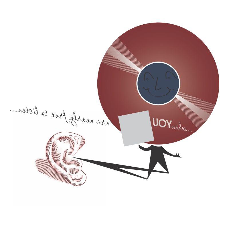 用耳朵听LP唱片专辑封面矢量