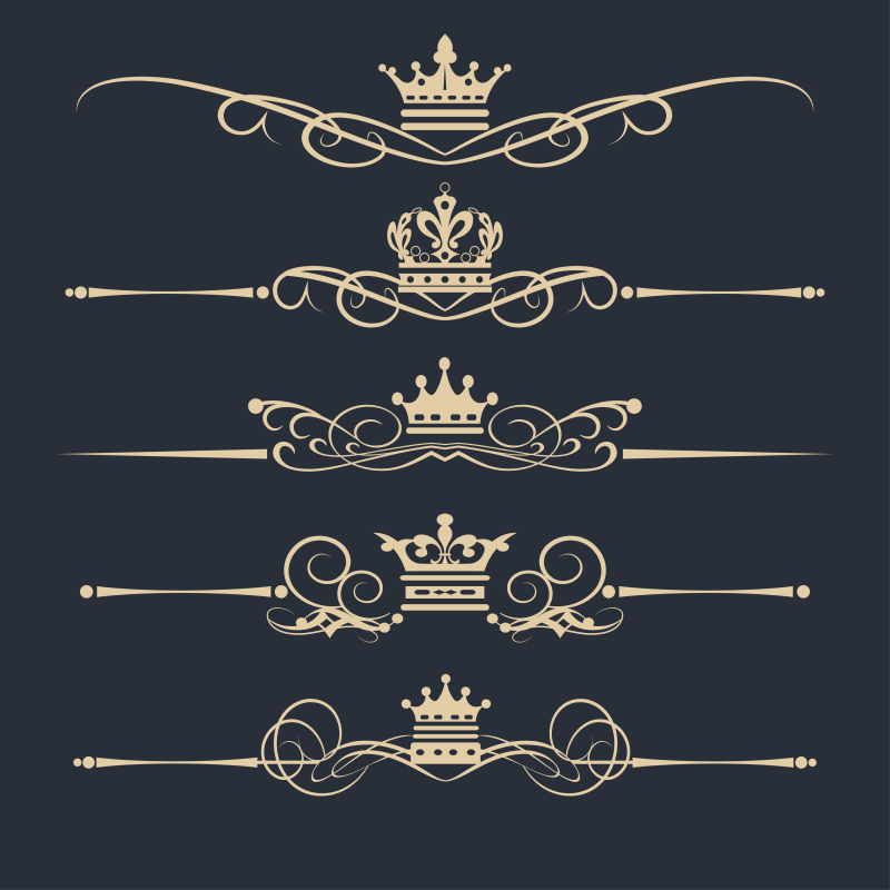 矢量卷轴和皇冠装饰