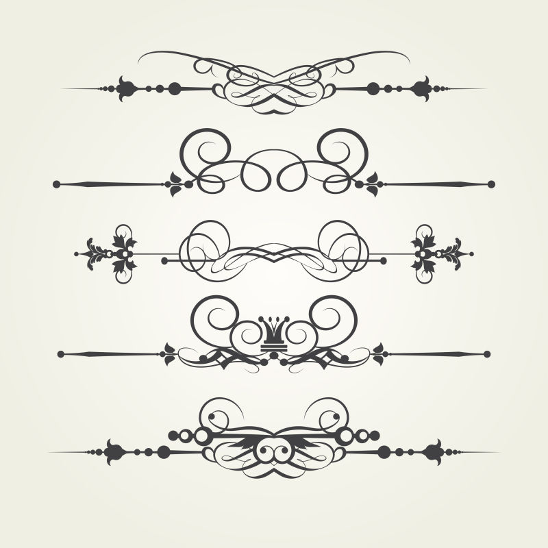 矢量维多利亚时代装饰元素手绘