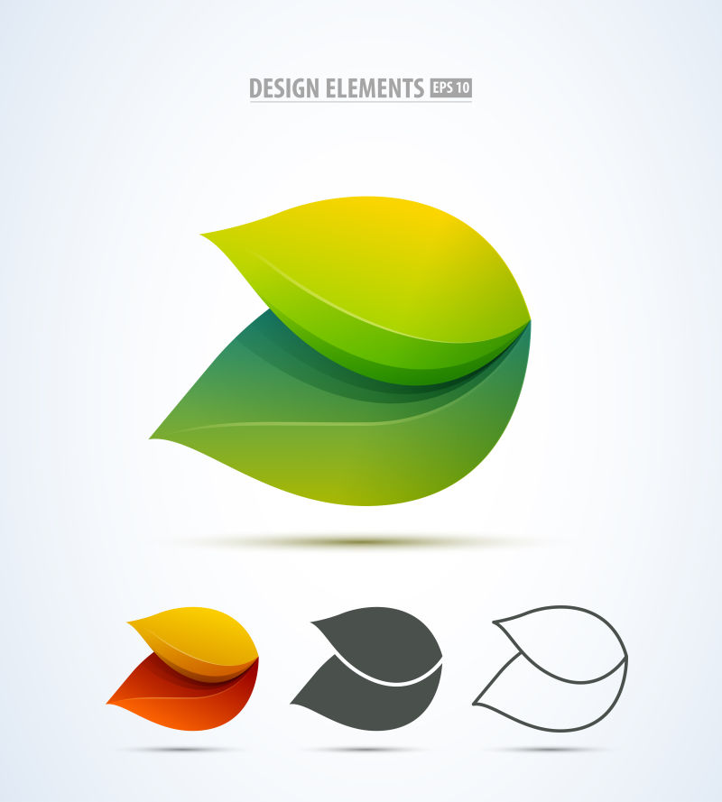 矢量抽象绿色树叶标志