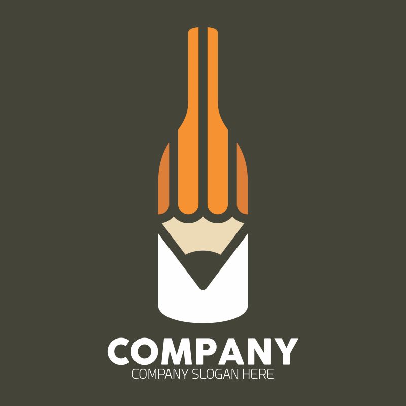 矢量铅笔酒瓶设计