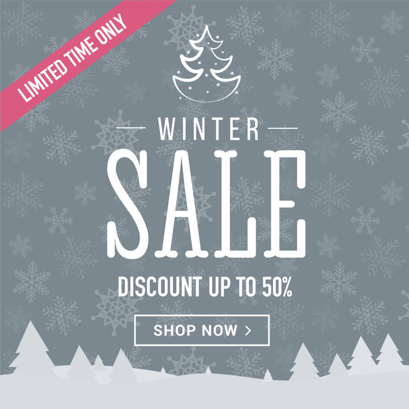 矢量冬季销售社交灰色网络横幅背景