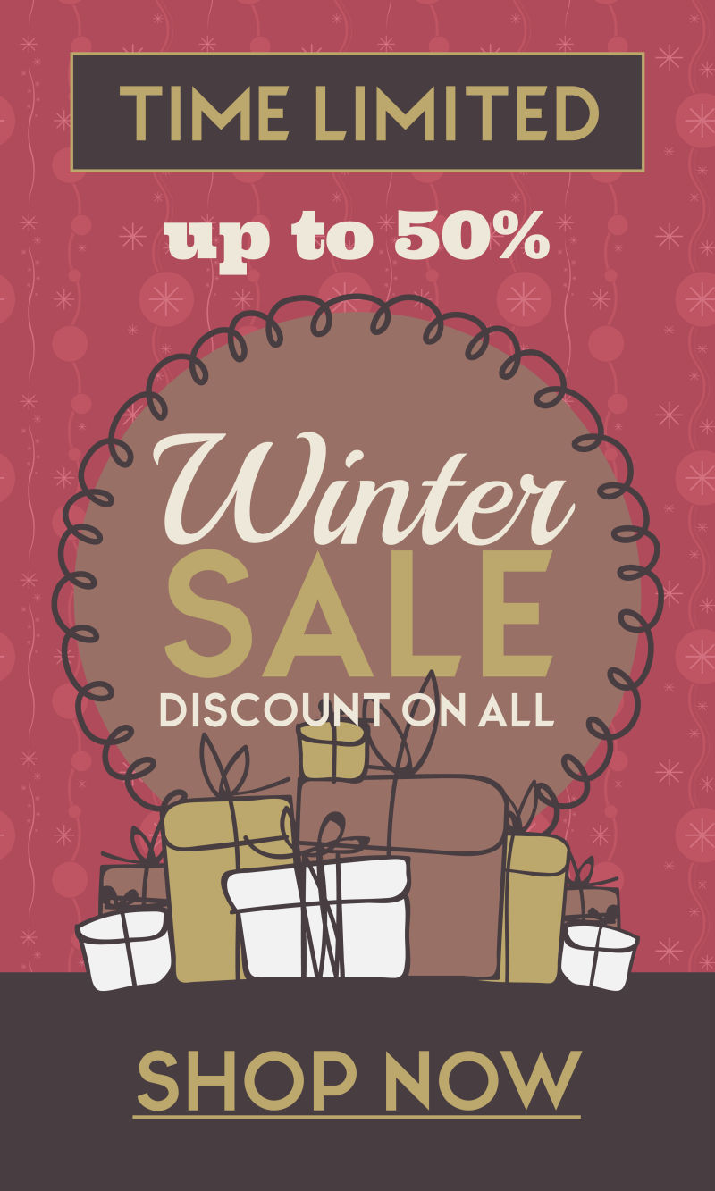 礼物网页横幅和海报大冬销售和特别优惠雪人矢量