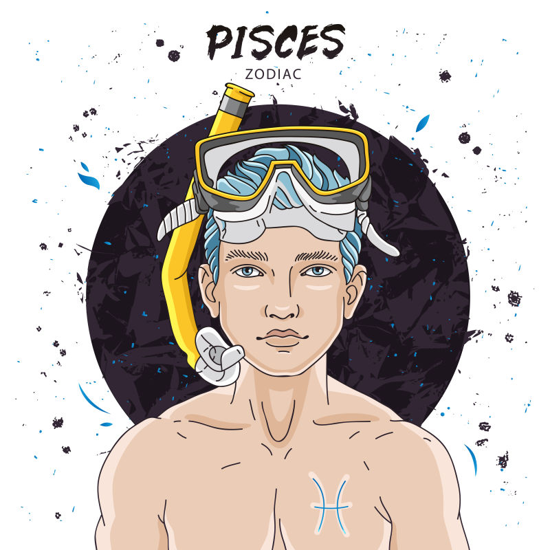 双鱼座男生插图矢量设计