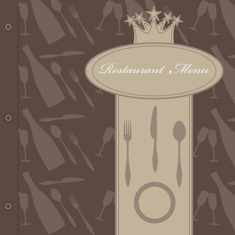 带有餐具图案的餐厅菜单设计矢量