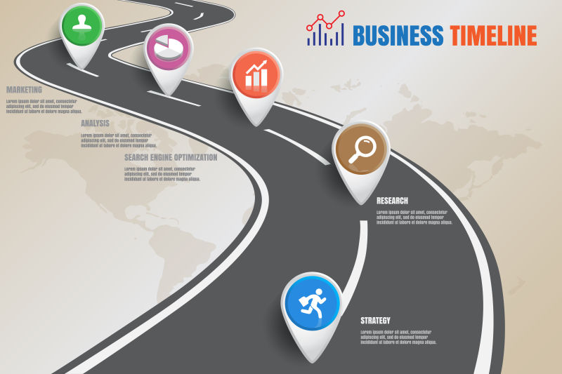 路线图业务设计矢量插图