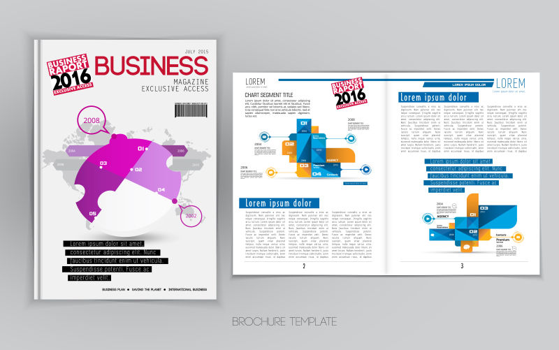 矢量创意艺术风格的杂志版式设计