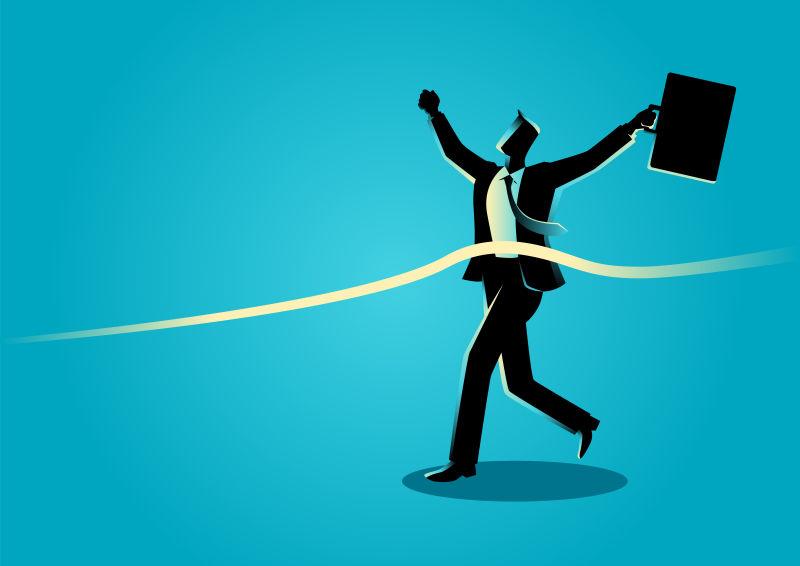 矢量终点线的商人