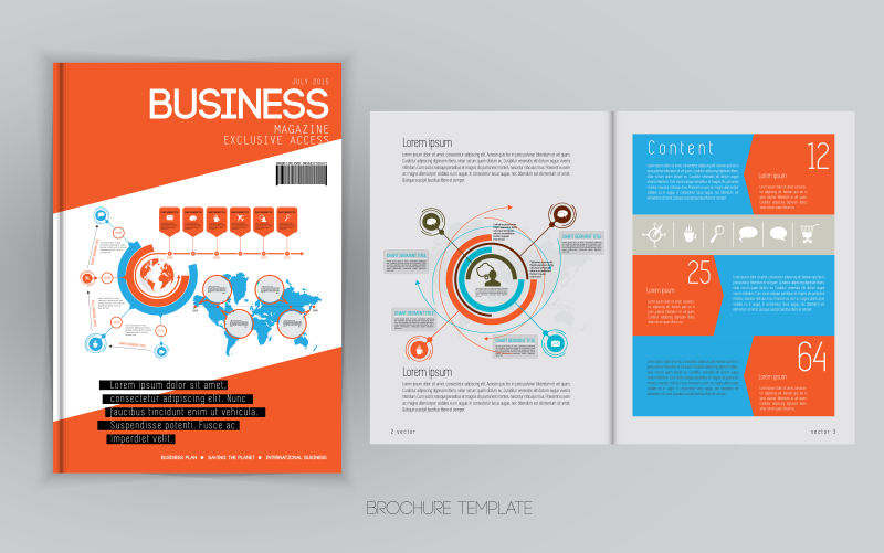 创意矢量现代杂志页面设计