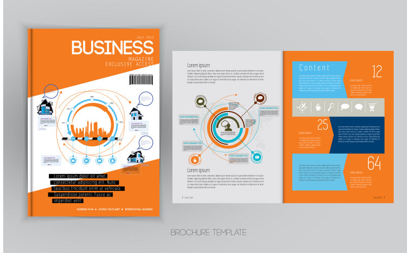 矢量现代商业概念的杂志页面设计