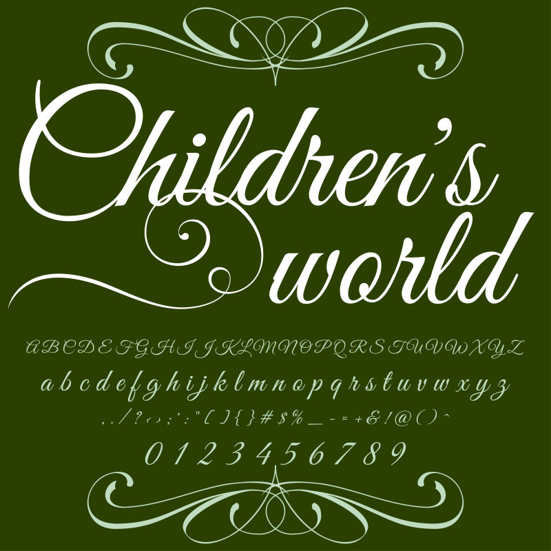 儿童世界创意字母数字设计矢量