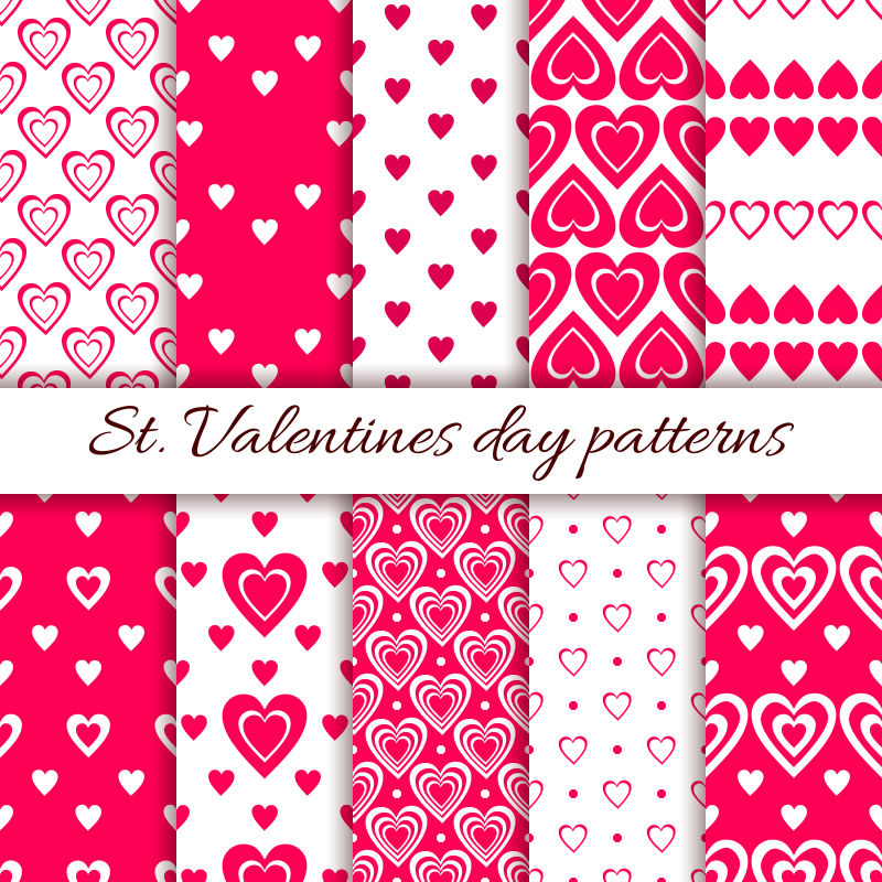 矢量情人节爱心元素的无缝背景