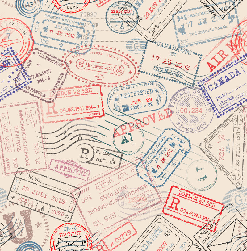 矢量抽象海关印章无缝设计背景