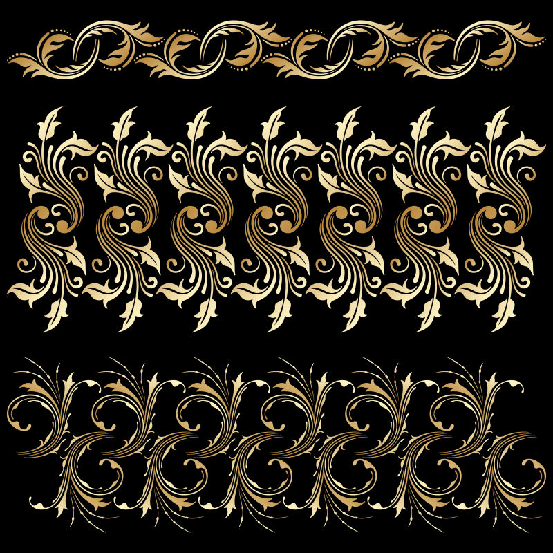 矢量集的古典花卉装饰元素设计