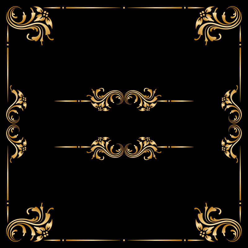 矢量集的古典花卉装饰元素的设计