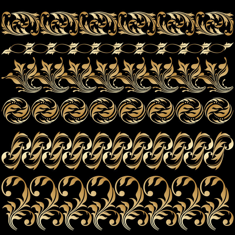 矢量集的古典花卉装饰的元素设计