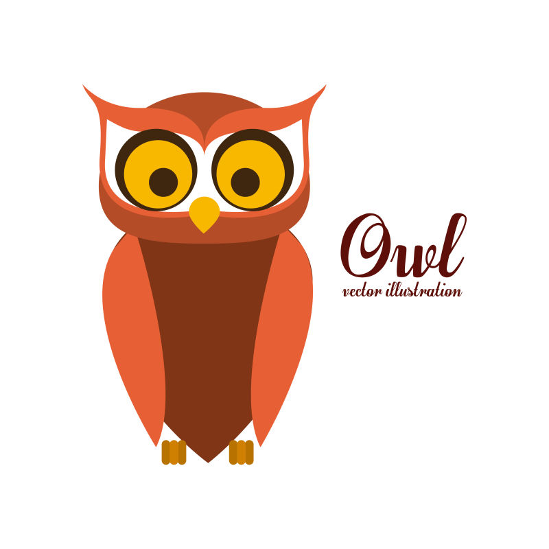 创意矢量有趣的猫头鹰卡通插图