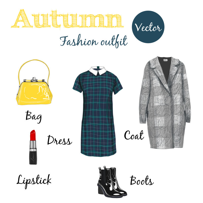 时尚风格秋装矢量图