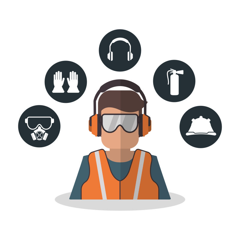 化身工人与眼镜图标矢量插图