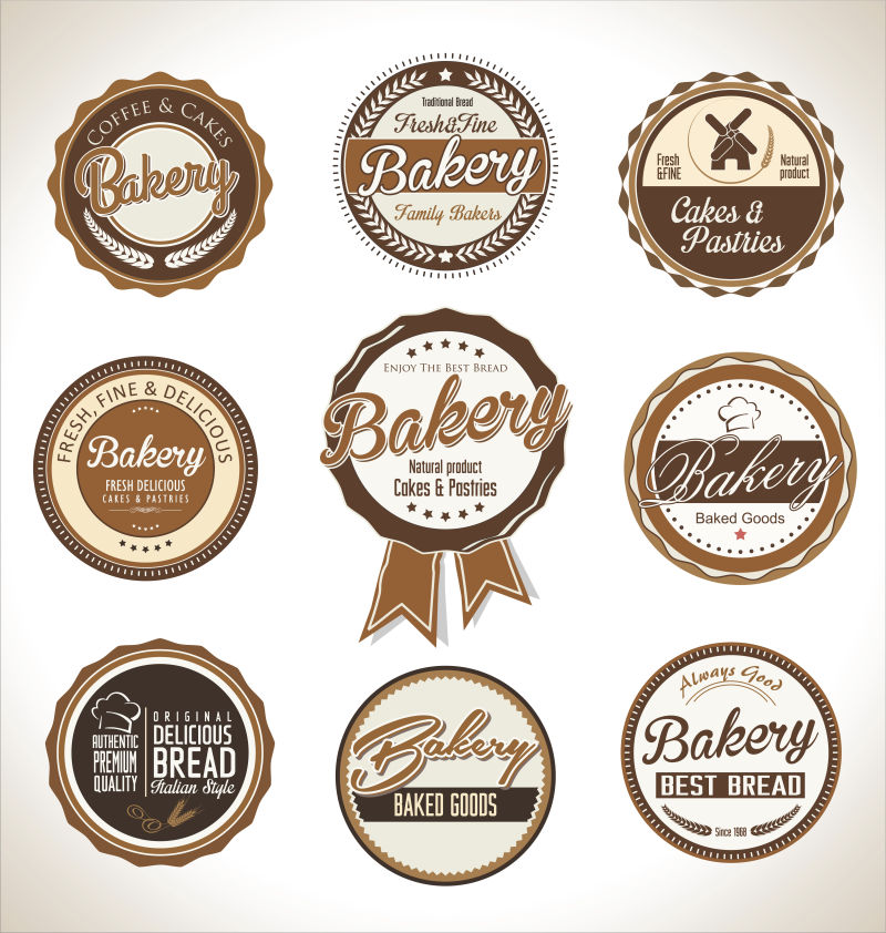 旧式的面包店标签矢量设计