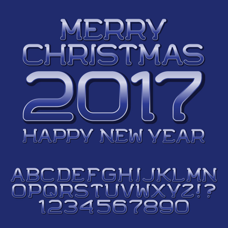 蓝色渐变字母和数字矢量